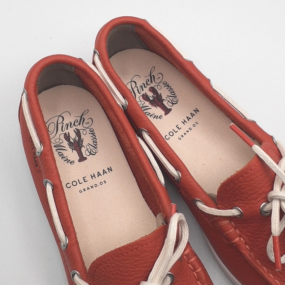 Cole Haan Leather Moccasin Bright Orange Size 7.5 - Picture 3 of 7